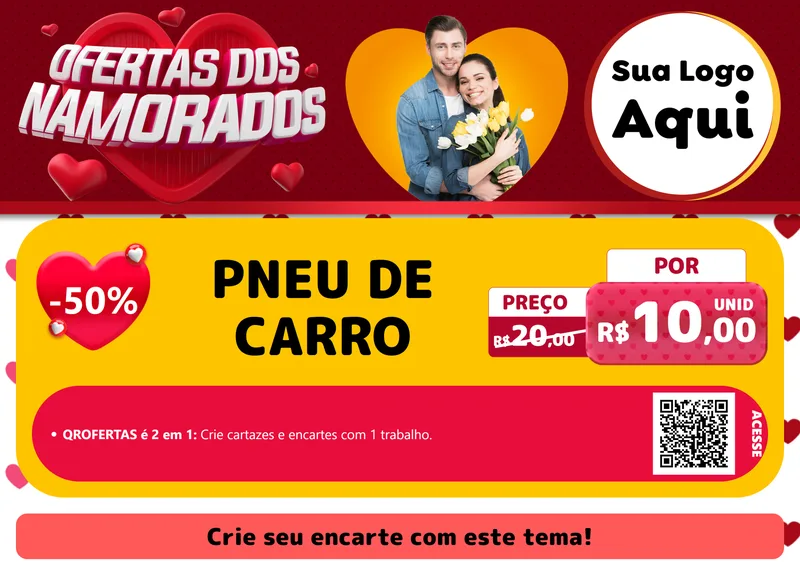 Modelo de Cartaz para Cartaz A4 Horizontal com o tema Ofertas Dos Namorados para Auto peças