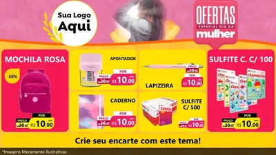 Modelo de TV para TV Horizontal com o tema Ofertas - Especial Dia Das Mulheres para Papelaria