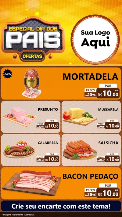Modelo de TV para TV Vertical com o tema Especial Dia dos Pais para Frios e Laticínios