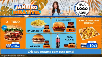 Modelo de TV para TV Horizontal com o tema Janeiro Imbatível para Hamburgueria