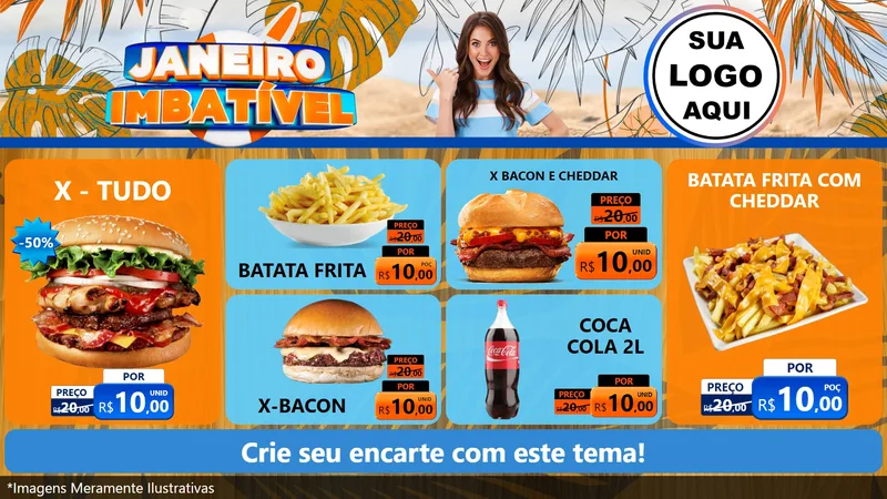 Modelo de TV para TV Horizontal com o tema Janeiro Imbatível para Hamburgueria