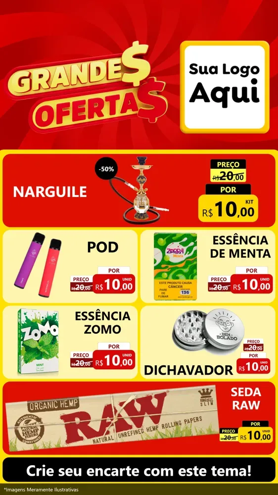 Modelo de TV para TV Vertical com o tema Grandes Ofertas para Tabacaria