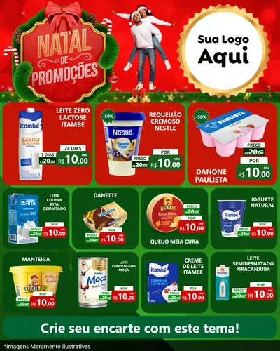 Modelo de Rede Social para Feed Instagram com o tema Natal de Promoções para Frios e Laticínios