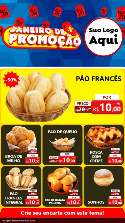 Modelo de Rede Social para Stories com o tema Janeiro de Promoção para Padaria