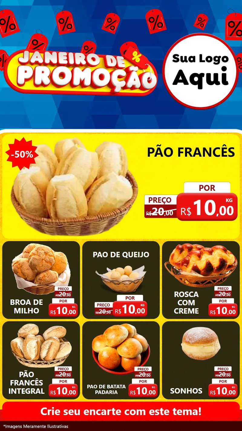 Modelo de Rede Social para Stories com o tema Janeiro de Promoção para Padaria