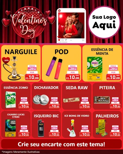 Modelo de Rede Social para Feed Instagram com o tema Valentine's Day para Tabacaria