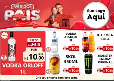 Modelo de Encarte para Encarte A4 Horizontal com o tema Mês dos Pais para Distribuidora de bebidas