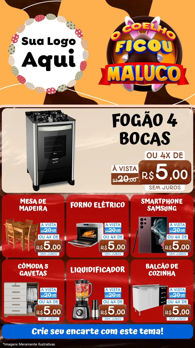 Modelo de Rede Social para Stories com o tema O Coelho Ficou Maluco - Páscoa para Móveis e Eletro