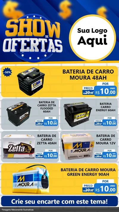 Modelo de TV para TV Vertical com o tema Show de Ofertas para Baterias Elétricas
