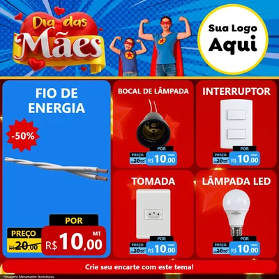 Modelo de Rede Social para Feed Facebook com o tema Dia das Mães para Materiais Elétricos