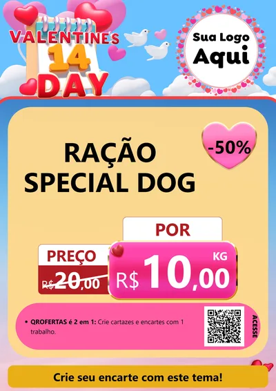 Modelo de Cartaz para Cartaz A4 Vertical com o tema Valentine's Day para Pet Shop