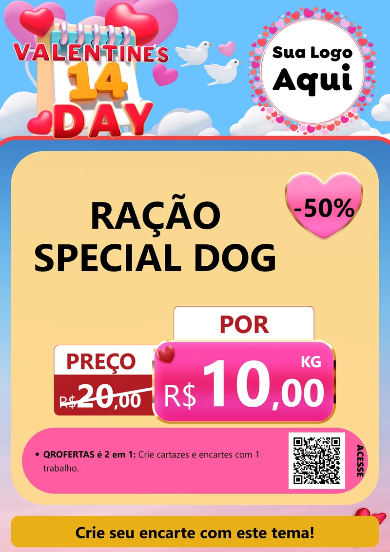 Modelo de Cartaz para Cartaz A4 Vertical com o tema Valentine's Day para Pet Shop