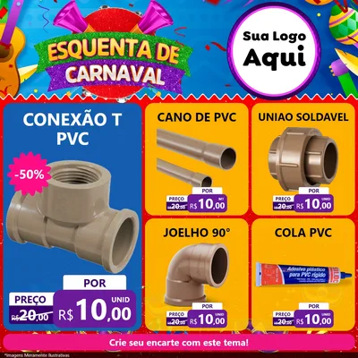 Modelo de Rede Social para Feed Facebook com o tema Esquenta de Carnaval para Tubos e conexões
