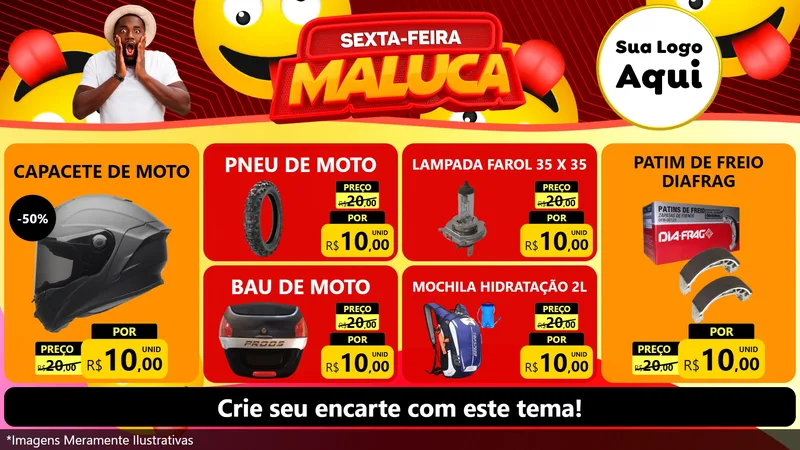 Modelo de TV para TV Horizontal com o tema Sexta-feira Maluca para Moto peças