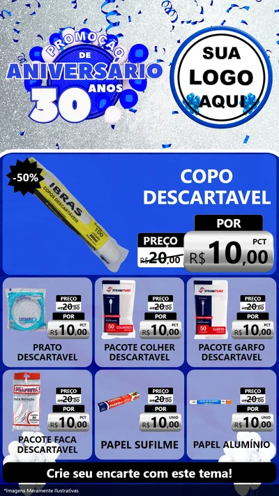 Modelo de Rede Social para Stories com o tema Promoção de Aniversário - 30 Anos para Embalagens