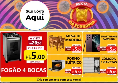 Modelo de Encarte para Encarte A4 Horizontal com o tema Sexta da Economia para Móveis e Eletro