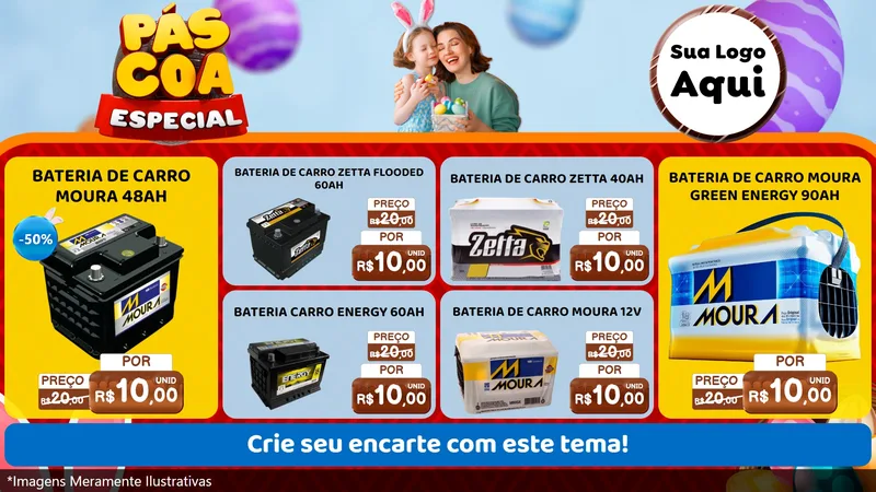Modelo de TV para TV Horizontal com o tema Páscoa Especial para Baterias Elétricas