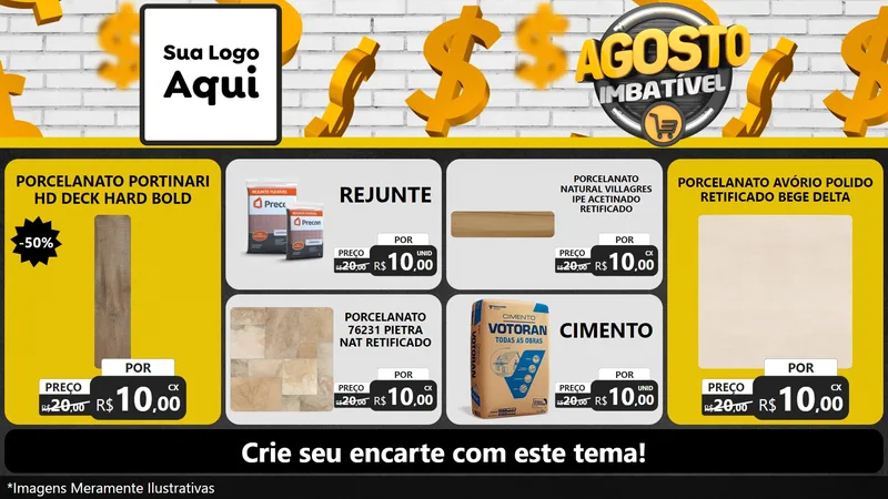 Modelo de TV para TV Horizontal com o tema Agosto imbatível para Pisos e revestimentos