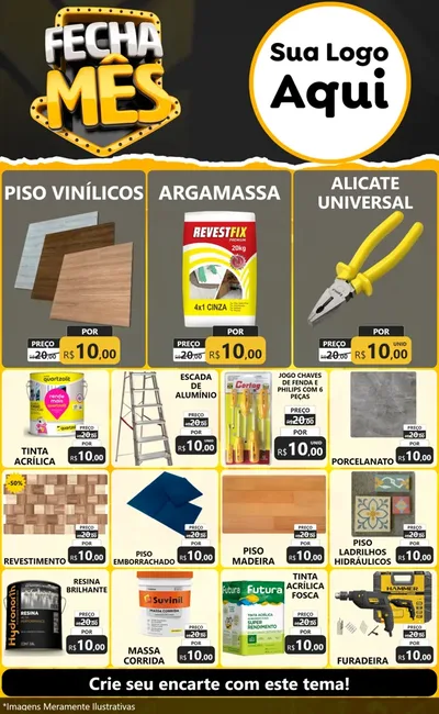 Modelo de Encarte para Encarte Grande com o tema Fecha Mês para Material para Construção