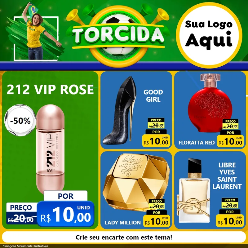 Modelo de Rede Social para Feed Facebook com o tema Torcida para Perfumes