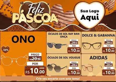 Modelo de Encarte para Encarte A4 Horizontal com o tema Feliz Páscoa para Óticas