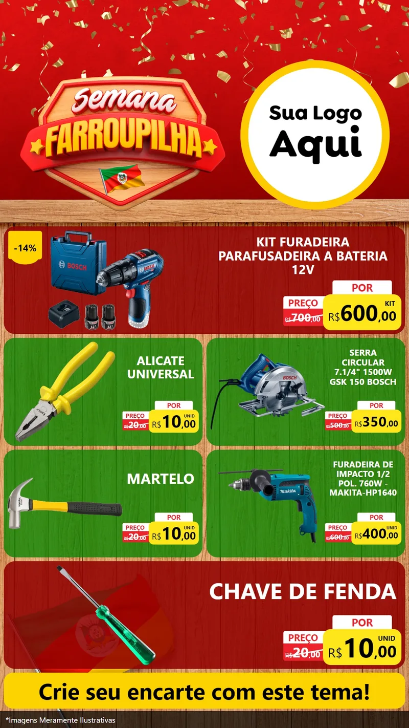 Modelo de TV para TV Vertical com o tema Semana Farroupilha para Maquinas e Ferramentas