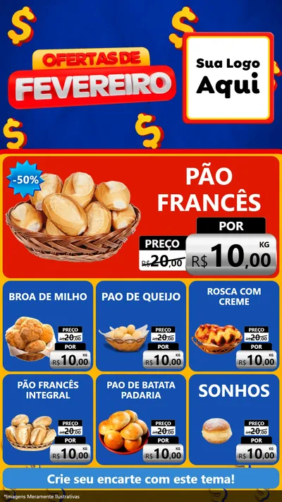 Modelo de Rede Social para Stories com o tema Ofertas de Fevereiro para Padaria