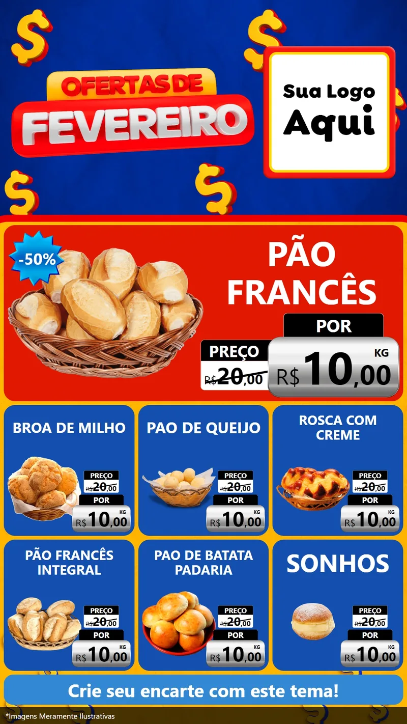 Modelo de Rede Social para Stories com o tema Ofertas de Fevereiro para Padaria