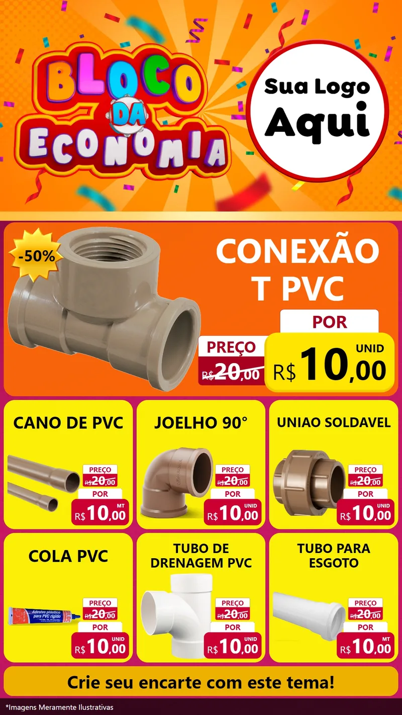 Modelo de Rede Social para Stories com o tema Bloco da Economia para Tubos e conexões