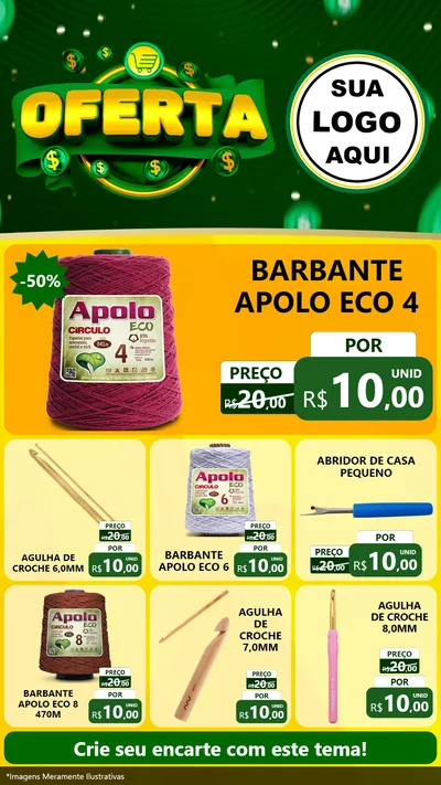 Modelo de Rede Social para Stories com o tema Oferta para Armarinho e Aviamentos