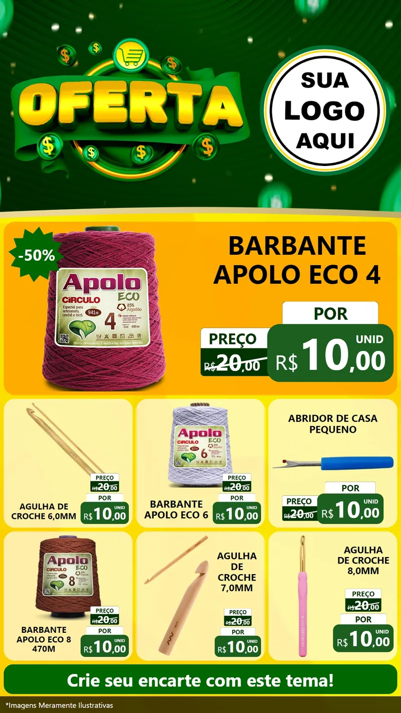 Modelo de Rede Social para Stories com o tema Oferta para Armarinho e Aviamentos