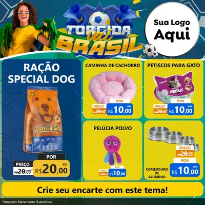 Modelo de Rede Social para Feed Facebook com o tema Torcida Vai Brasil - Copa para Pet Shop