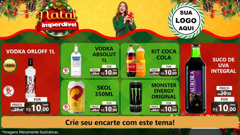 Modelo de TV para TV Horizontal com o tema Natal Imperdível para Distribuidora de bebidas