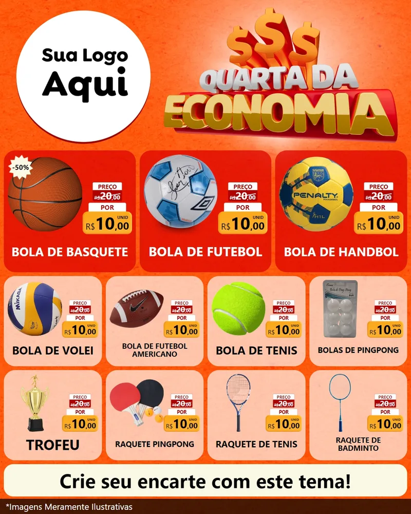 Modelo de Rede Social para Feed Instagram com o tema Quarta da Economia para Artigos Esportivos