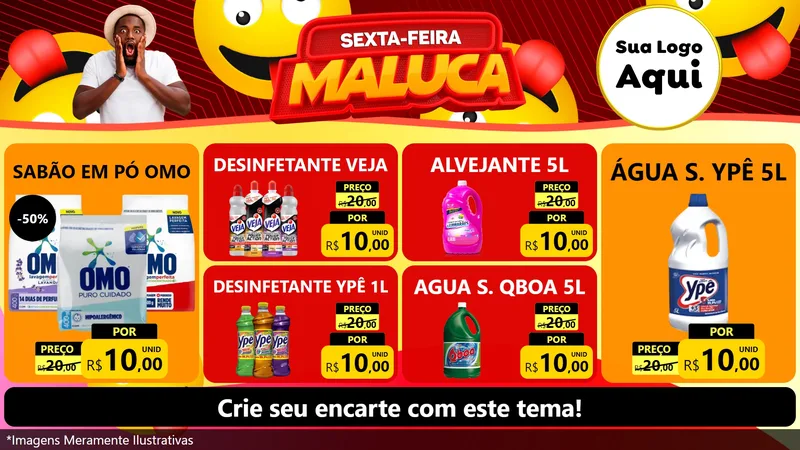 Modelo de TV para TV Horizontal com o tema Sexta-feira Maluca para Produtos de Limpeza