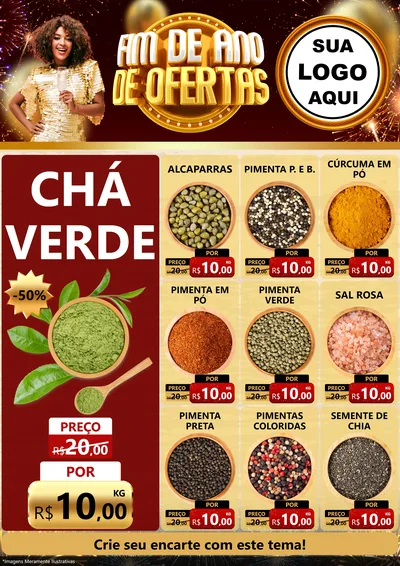 Modelo de Encarte para Encarte A4 Vertical com o tema Fim de Ano de Ofertas para Produtos Naturais