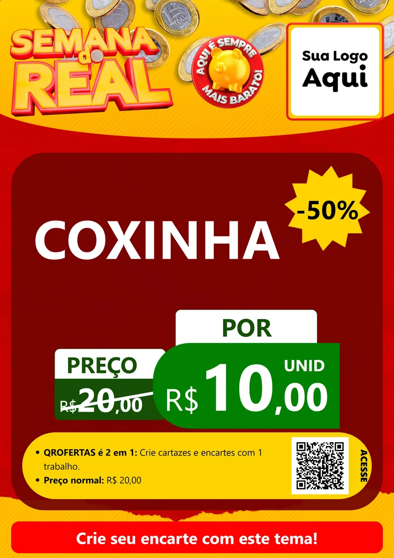 Modelo de Cartaz para Cartaz A4 Vertical com o tema Semana do Real para Salgadaria