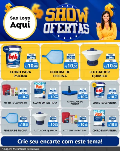 Modelo de Rede Social para Feed Instagram com o tema Show de Ofertas para Produtos para Piscina