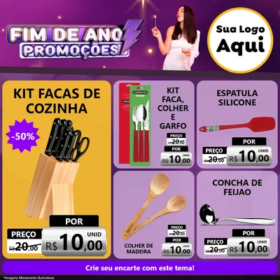 Modelo de Rede Social para Feed Facebook com o tema Fim de Ano Promoções para Utilidades Domésticas