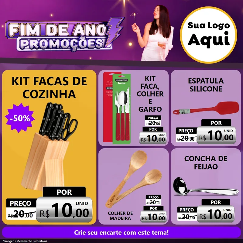 Modelo de Rede Social para Feed Facebook com o tema Fim de Ano Promoções para Utilidades Domésticas