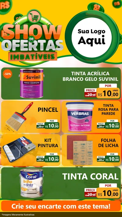 Modelo de TV para TV Vertical com o tema Show de Ofertas Imbatíveis para Tintas e Ferramentas