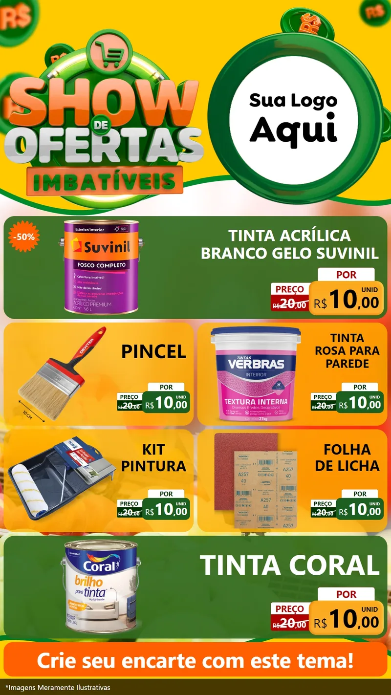 Modelo de TV para TV Vertical com o tema Show de Ofertas Imbatíveis para Tintas e Ferramentas