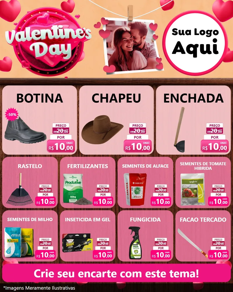 Modelo de Rede Social para Feed Instagram com o tema Valentine's Day para Agropecuária