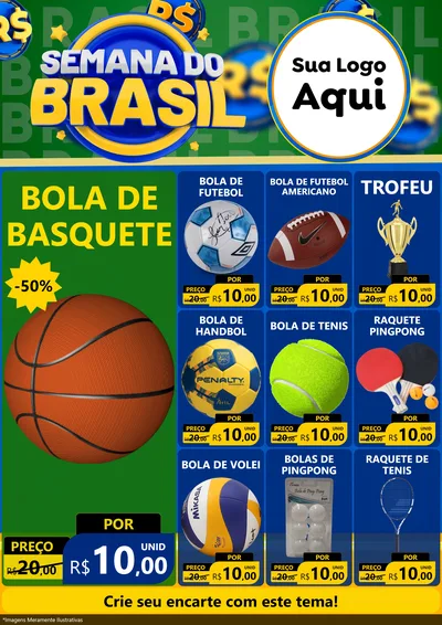 Modelo de Encarte para Encarte A4 Vertical com o tema Semana Do Brasil para Artigos Esportivos