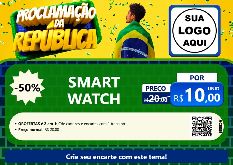 Modelo de Cartaz para Cartaz A4 Horizontal com o tema Proclamação da República para Informática