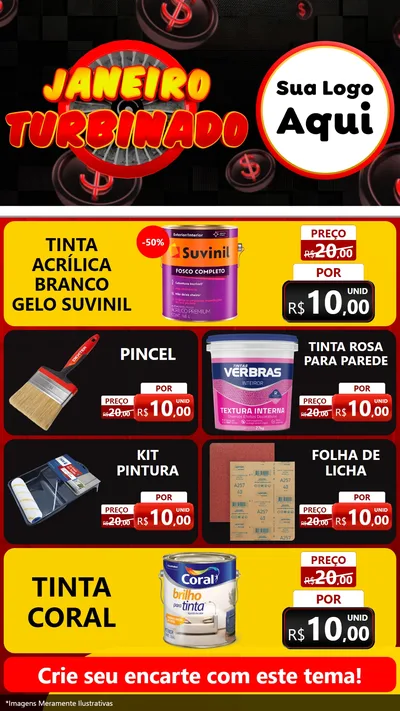Modelo de TV para TV Vertical com o tema Janeiro Turbinado para Tintas e Ferramentas