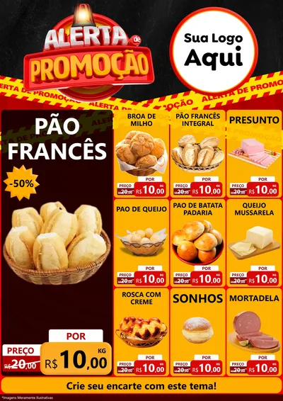 Modelo de Encarte para Encarte A4 Vertical com o tema Alerta de Promoção para Padaria