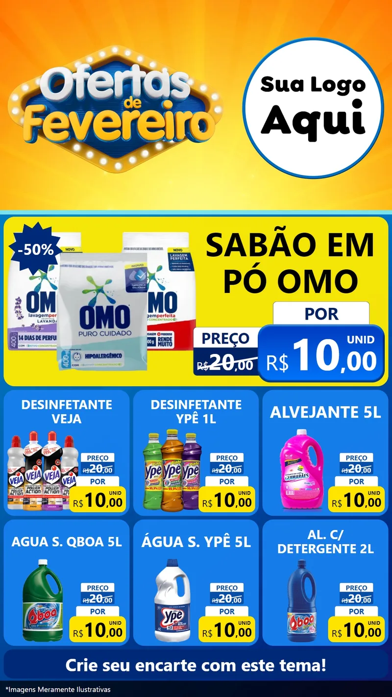 Modelo de Rede Social para Stories com o tema Ofertas de Fevereiro para Produtos de Limpeza