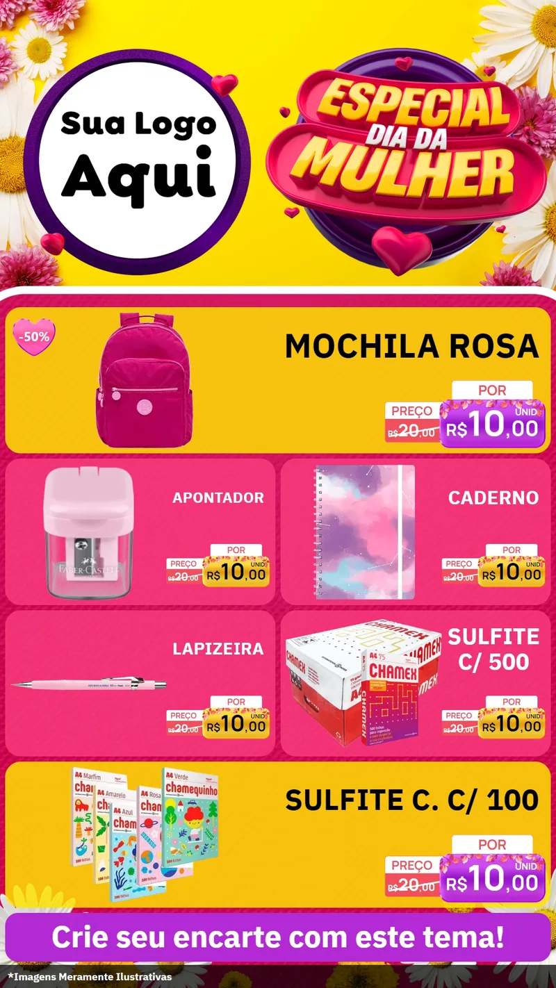 Modelo de TV para TV Vertical com o tema Especial Dia da Mulher para Papelaria