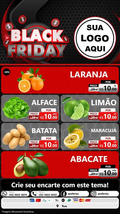 Modelo de TV para TV Vertical com o tema Black Friday para Hortifrúti
